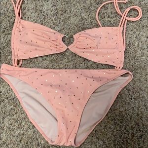 🍑Peach & Gold Polka dot bikini!!🍑